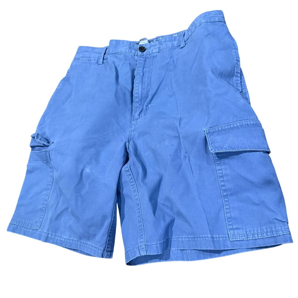 Men's Chaps Cargo Shorts Stretch Light Blue Size 34 - 100% Cotton Made in Egypt